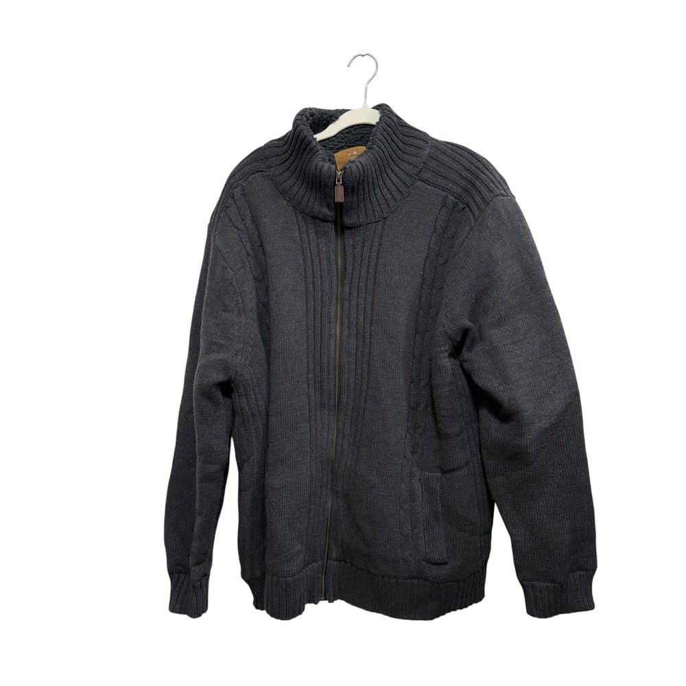 Outdoor Life Mens XXL Full Zip Sweater Jacket Charcoal Gray Sherpa fleece Lined